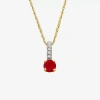 Fine Jewelry Womens Diamond Accent Gemstone 10k Gold 18 Inch Pendant Necklace In Red