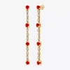 Fine Jewelry Womens Diamond Accent Gemstone 10k Gold Drop Earrings In Red