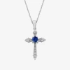 Fine Jewelry Womens Diamond Accent Gemstone 10k White Gold Cross 18 Inch Pendant Necklace