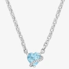 Fine Jewelry Womens Diamond Accent Gemstone Sterling Silver Heart Pendant Necklace In Blue