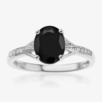 Fine Jewelry Womens Diamond Accent Genuine Black Onyx Sterling Silver Cocktail Ring In Transparent