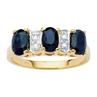 Fine Jewelry Womens Diamond Accent Genuine Blue Sapphire 18k Gold Over Silver Cocktail Ring In Transparent