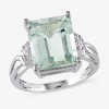Fine Jewelry Womens Diamond Accent Genuine Green Quartz Sterling Silver Cocktail Ring In Transparent