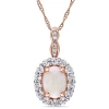Fine Jewelry Womens Diamond Accent Genuine White Opal 14k Gold 17 Inch Pendant Necklace In Transparent
