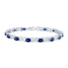Fine Jewelry Womens Diamond Accent Lab Created Blue Sapphire Sterling Silver Tennis Bracelet In Transparent
