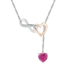 Fine Jewelry Womens Diamond Accent Lab Created Pink Sapphire 10k Rose Gold Sterling Silver Heart 18 Inch Pendant  In Transparent