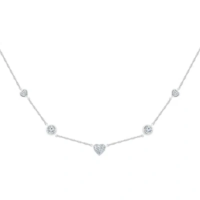 Fine Jewelry Womens Diamond Accent Lab Created White Sapphire Sterling Silver Heart 18 Inch Pendant Necklace In Transparent