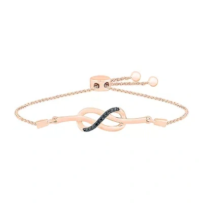 Fine Jewelry Womens Diamond Accent Natural Black Diamond 10k Rose Gold Infinity Bolo Bracelet In Transparent
