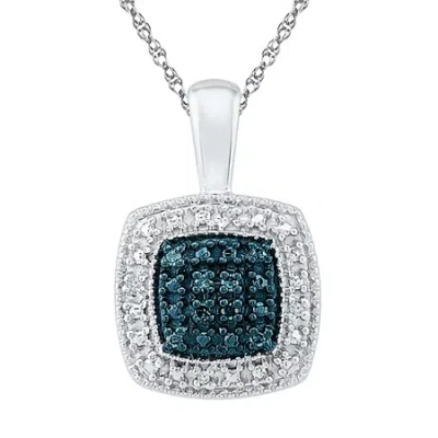 Fine Jewelry Womens Diamond Accent Natural Blue Diamond Sterling Silver 18 Inch Pendant Necklace In Transparent
