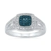 Fine Jewelry Womens Diamond Accent Natural Blue Diamond Sterling Silver Halo Cocktail Ring In Transparent