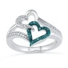 Fine Jewelry Womens Diamond Accent Natural Blue Diamond Sterling Silver Heart Cocktail Ring In Transparent