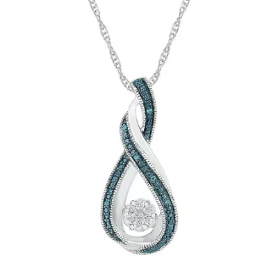 Fine Jewelry Womens Diamond Accent Natural Blue Diamond Sterling Silver Infinity 18 Inch Pendant Necklace In Transparent