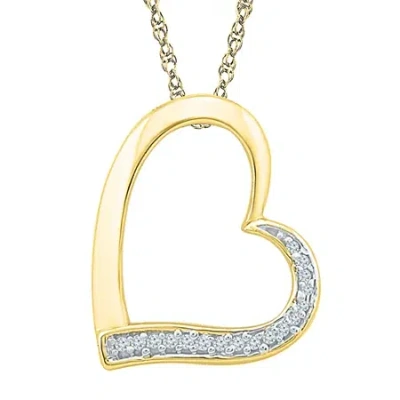 Fine Jewelry Womens Diamond Accent Natural White Diamond 10k Gold Heart 18 Inch Pendant Necklace In Transparent