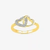 Fine Jewelry Womens Diamond Accent Natural White Diamond 10k Gold Heart Cocktail Ring In Transparent