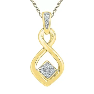 Fine Jewelry Womens Diamond Accent Natural White Diamond 10k Gold Over Silver 18 Inch Pendant Necklace In Transparent