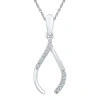 Fine Jewelry Womens Diamond Accent Natural White Diamond 10k Gold Wishbone 18 Inch Pendant Necklace In Transparent