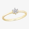 Fine Jewelry Womens Diamond Accent Natural White Diamond 18k Gold Over Silver Flower Delicate Stackable Ring In Transparent