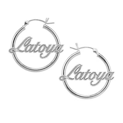 Fine Jewelry Womens Diamond Accent Natural White Diamond 24k Gold Over Silver 25mm Hoop Earrings