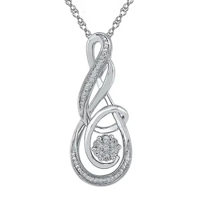 Fine Jewelry Womens Diamond Accent Natural White Diamond Sterling Silver 18 Inch Pendant Necklace In Transparent