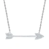 Fine Jewelry Womens Diamond Accent Natural White Diamond Sterling Silver Arrow 18 Inch Pendant Necklace In Transparent