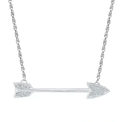 Fine Jewelry Womens Diamond Accent Natural White Diamond Sterling Silver Arrow 18 Inch Pendant Necklace In Transparent