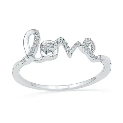 Fine Jewelry Womens Diamond Accent Natural White Diamond Sterling Silver Cocktail Ring In Transparent