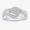 Fine Jewelry Womens Diamond Accent Natural White Diamond Sterling Silver Crossover Cocktail Ring In Transparent