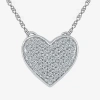 Fine Jewelry Womens Diamond Accent Natural White Diamond Sterling Silver Heart 18 Inch Pendant Necklace In Transparent