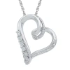 Fine Jewelry Womens Diamond Accent Natural White Diamond Sterling Silver Heart 18 Inch Pendant Necklace In Transparent