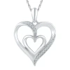Fine Jewelry Womens Diamond Accent Natural White Diamond Sterling Silver Heart 18 Inch Pendant Necklace In Transparent
