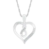 Fine Jewelry Womens Diamond Accent Natural White Diamond Sterling Silver Heart 18 Inch Pendant Necklace In Transparent