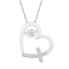 Fine Jewelry Womens Diamond Accent Natural White Diamond Sterling Silver Heart 18 Inch Pendant Necklace In Transparent