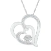 Fine Jewelry Womens Diamond Accent Natural White Diamond Sterling Silver Heart 18 Inch Pendant Necklace In Transparent