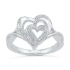 Fine Jewelry Womens Diamond Accent Natural White Diamond Sterling Silver Heart Cocktail Ring In Transparent