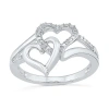 Fine Jewelry Womens Diamond Accent Natural White Diamond Sterling Silver Heart Cocktail Ring In Transparent