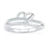 Fine Jewelry Womens Diamond Accent Natural White Diamond Sterling Silver Heart Cocktail Ring In Transparent