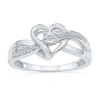 Fine Jewelry Womens Diamond Accent Natural White Diamond Sterling Silver Heart Crossover Cocktail Ring In Transparent