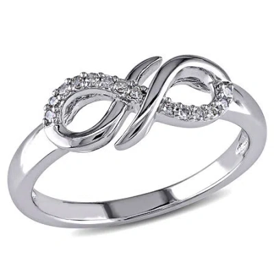 Fine Jewelry Womens Diamond Accent Natural White Diamond Sterling Silver Infinity Cocktail Ring In Transparent