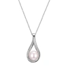 Fine Jewelry Womens Diamond Accent White Cultured Freshwater Pearl Sterling Silver 18 Inch Pendant Necklace In Transparent