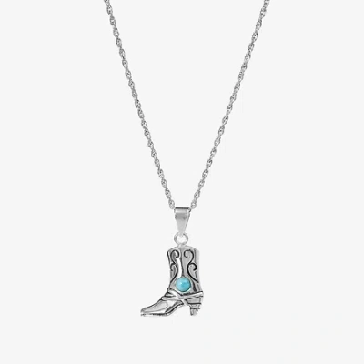 Fine Jewelry Womens Enhanced Blue Turquoise Sterling Silver 18 Inch Pendant Necklace In Transparent