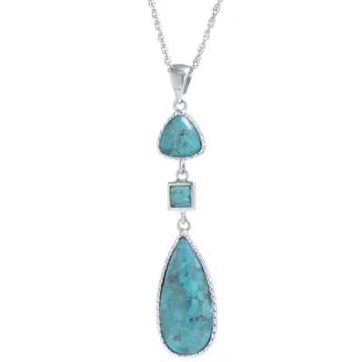 Fine Jewelry Womens Enhanced Blue Turquoise Sterling Silver 18 Inch Pendant Necklace In Transparent