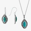 Fine Jewelry Womens Enhanced Blue Turquoise Sterling Silver 3-pc. Jewelry Set In Transparent