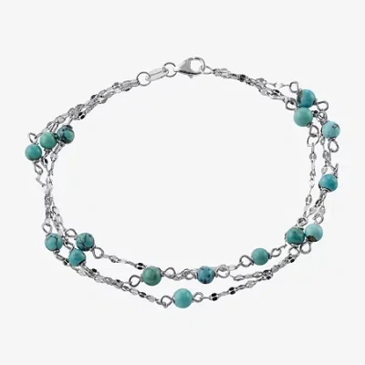 Fine Jewelry Womens Enhanced Blue Turquoise Sterling Silver Beaded Bracelet In Multi