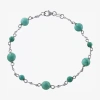 Fine Jewelry Womens Enhanced Blue Turquoise Sterling Silver Beaded Bracelet In Transparent
