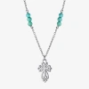 Fine Jewelry Womens Enhanced Blue Turquoise Sterling Silver Cross Round 16 Inch Pendant Necklace In Transparent