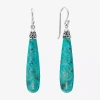 Fine Jewelry Womens Enhanced Blue Turquoise Sterling Silver Drop Earrings In Blue