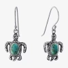 Fine Jewelry Womens Enhanced Blue Turquoise Sterling Silver Drop Earrings In Transparent