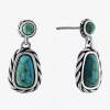 Fine Jewelry Womens Enhanced Blue Turquoise Sterling Silver Drop Earrings In Transparent
