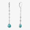 Fine Jewelry Womens Enhanced Blue Turquoise Sterling Silver Drop Earrings In Transparent