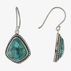 Fine Jewelry Womens Enhanced Blue Turquoise Sterling Silver Drop Earrings In Transparent